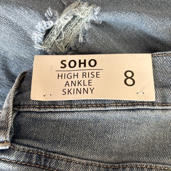 Nicole Miller Womens Soho High Rise Ankle Skinny Jeans 8 Blue Distressed Denim - Picture 3 of 6